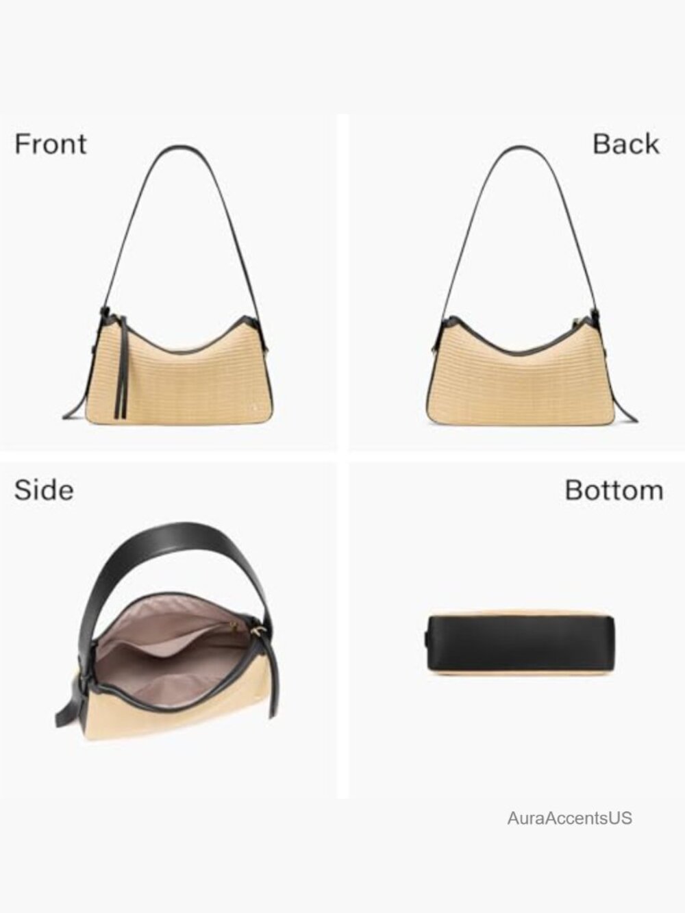 Woven Straw Hobo Shoulder Bag with Adjustable Strap - Picture 6 of 7